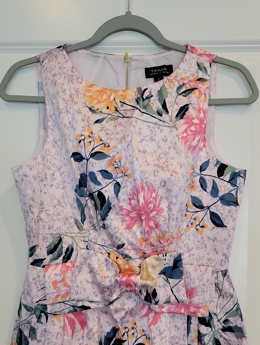 Tahari ASL Women's Sleeveless Bow Waist Dress Size 2 - Picture 4 of 9